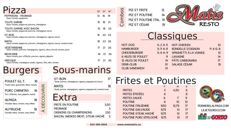 menu resto matis